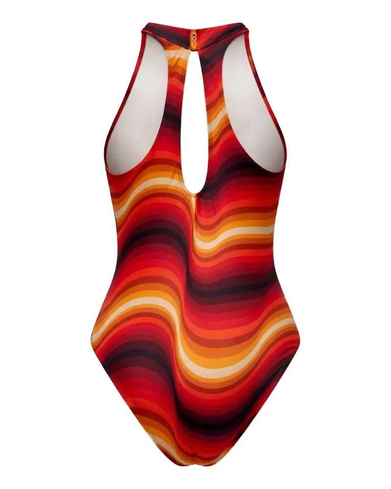 Osklen wave-print swimsuit - Orange Orange