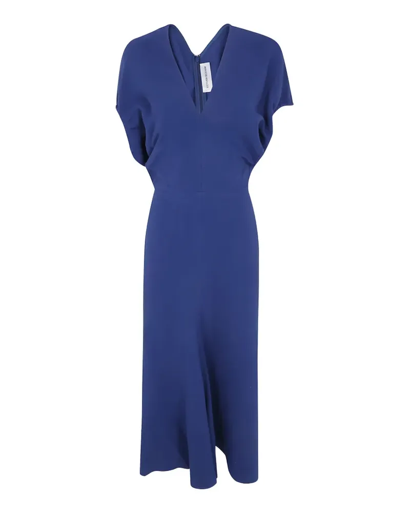 Victoria Beckham V-neck short-sleeves midi dress - Blau Blau
