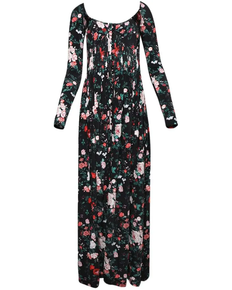 Paco Rabanne Maxikleid mit Rosen-Print - Schwarz Schwarz