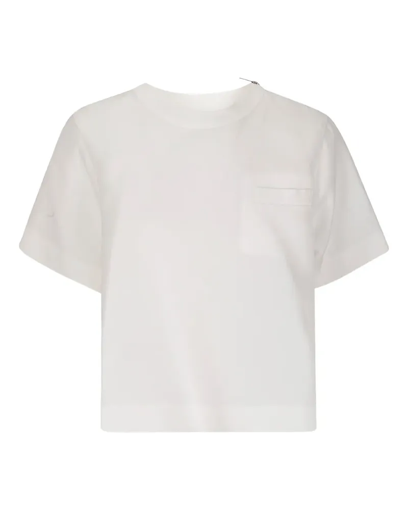 Sacai Kurzärmeliger Pullover mit Tasche - Weiß Weiß