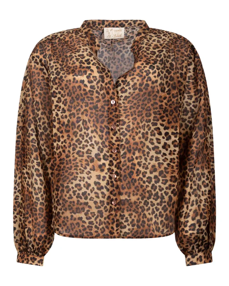 MC2 Saint Barth leopard-print semi-sheer shirt - Braun Braun