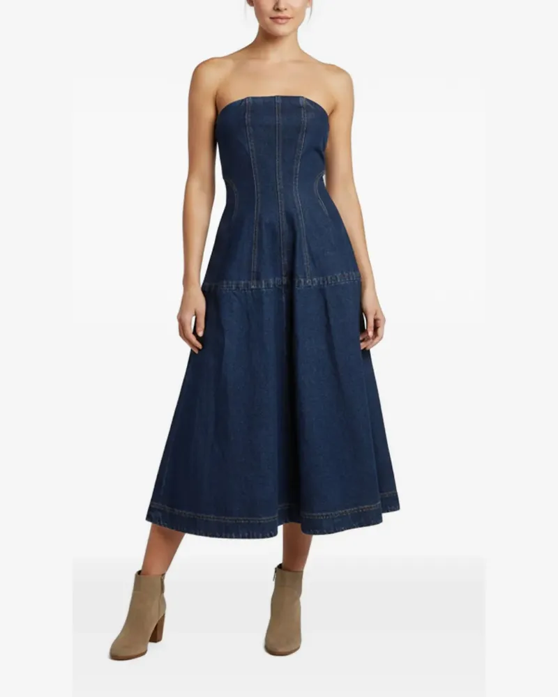 Magda Butrym Schulterfreies Midikleid - Blau Blau