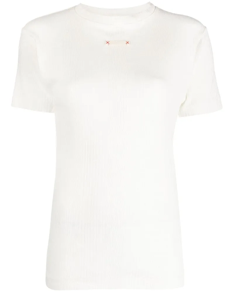 Maison Margiela T-Shirt mit Logo-Patch - Weiß Weiß