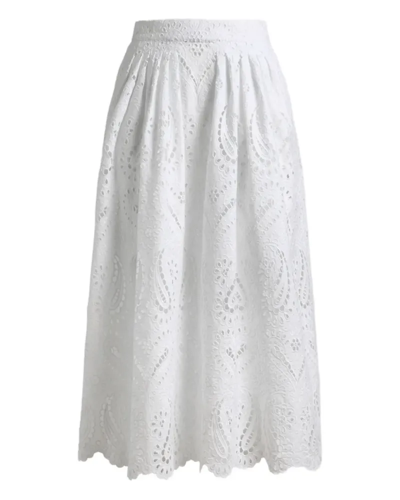 Etro broderie-anglaise midi skirt - Weiß Weiß