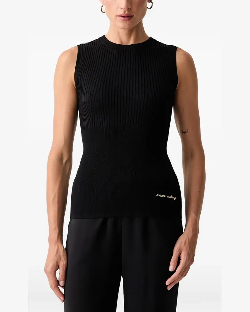 Armani Exchange Trägershirt mit Logo-Stickerei - Schwarz Schwarz