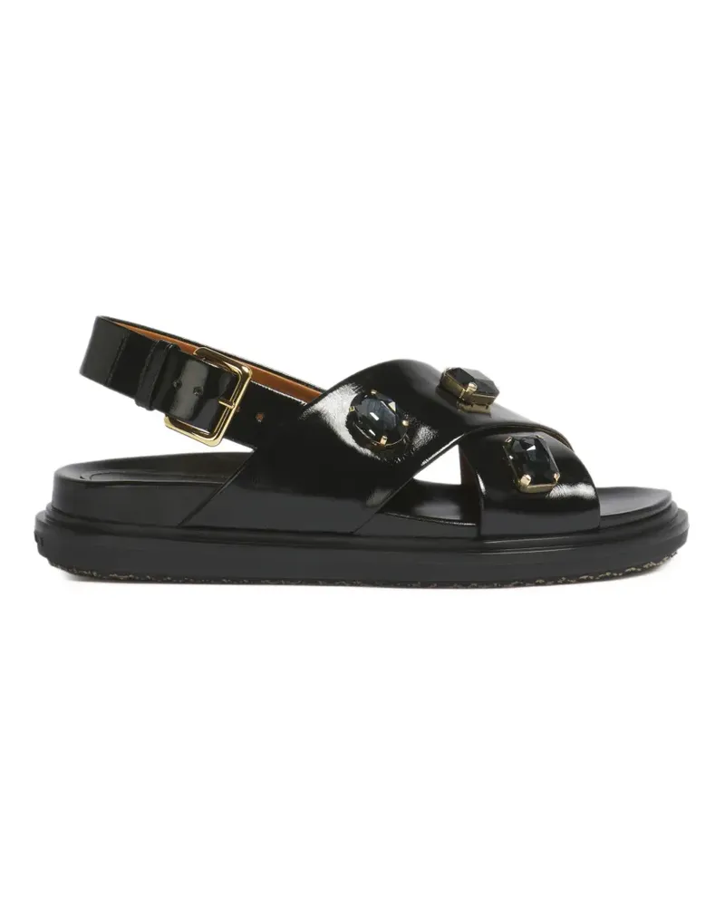 Marni crisscross crystal ovine leather sandals - Schwarz Schwarz
