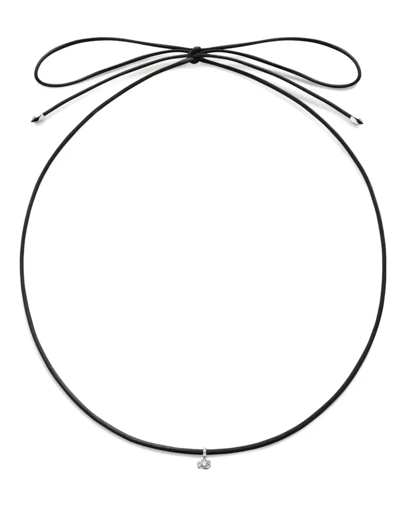 Monica Vinader Kordelhalskette mit Solitär-Diamanten - Schwarz Schwarz