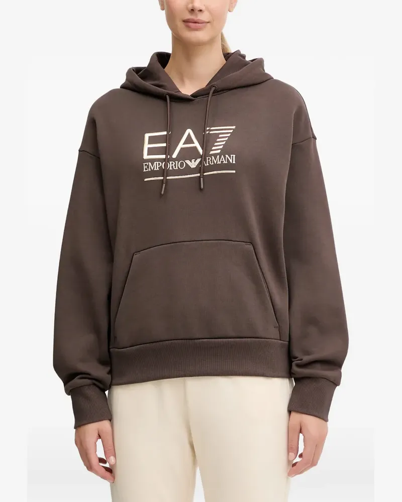 EA7 logo-detail hoodie - Braun Braun