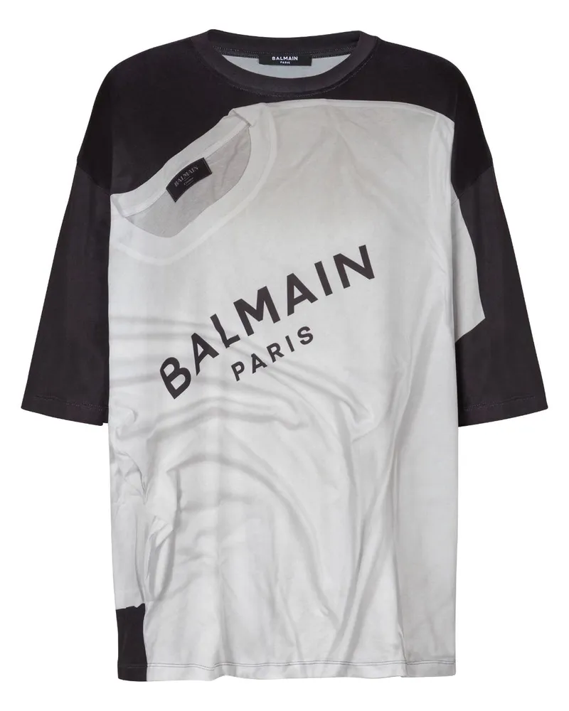 Balmain T-Shirt mit Trompe oeil-Print - Weiß Weiß