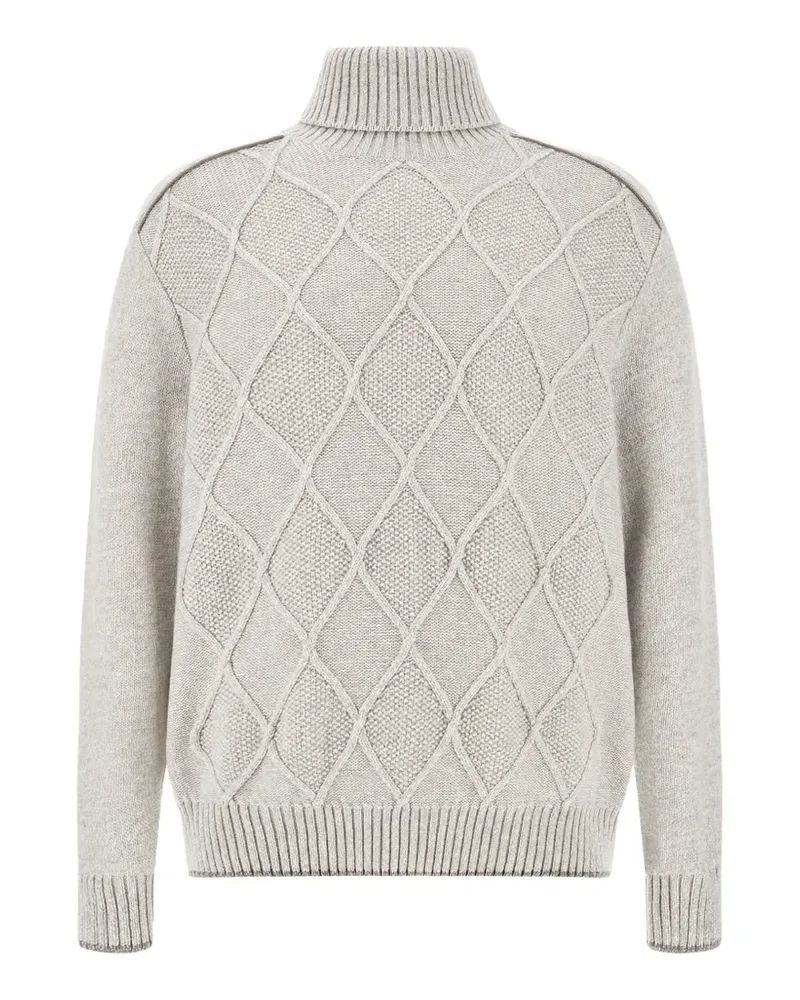 Paul & Shark Rollkragenpullover mit Zopfmuster - Grau Grau
