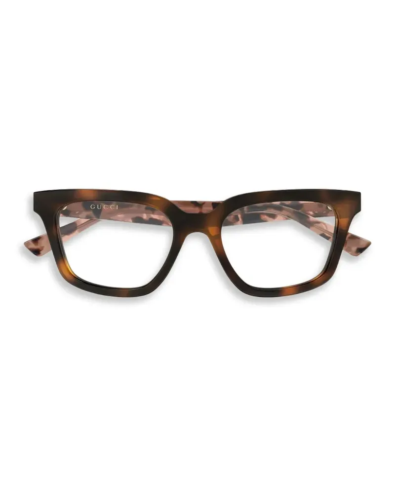 Gucci tortoiseshell-effect rectangle-frame glasses - Braun Braun