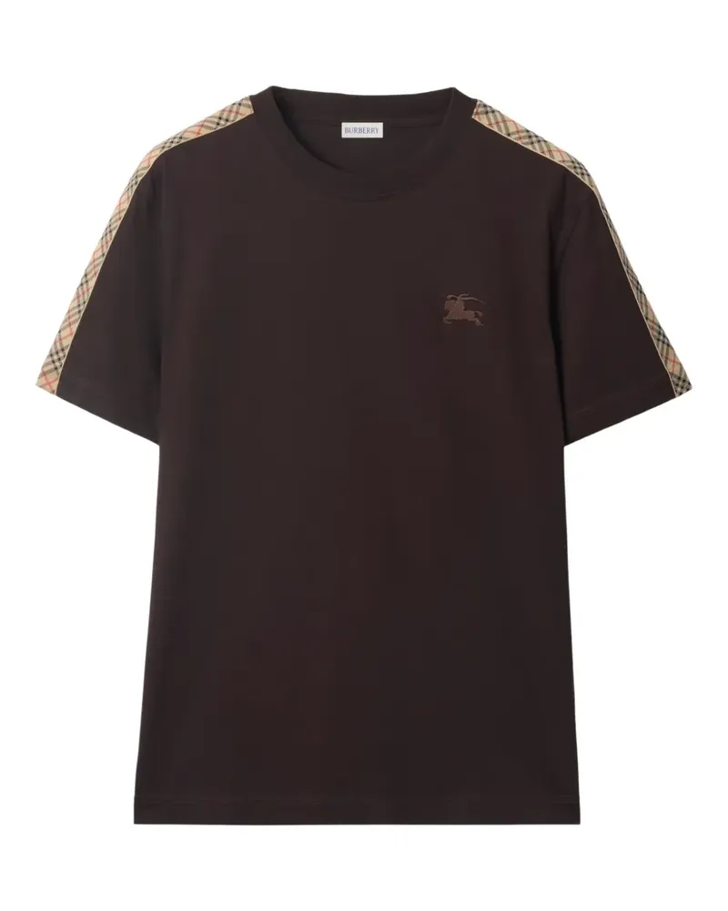 Burberry T-Shirt mit kariertem Besatz - Braun Braun