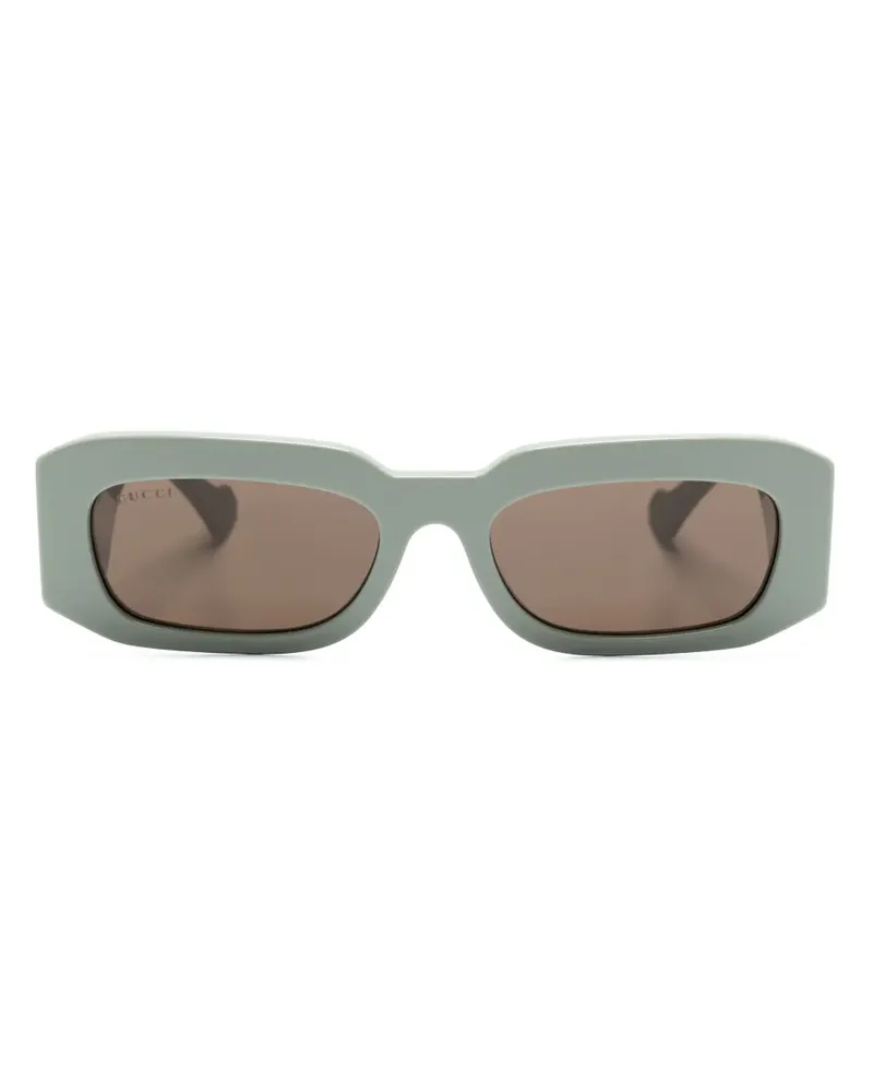 Gucci Eckige Sonnenbrille mit Logo - Grün Grün