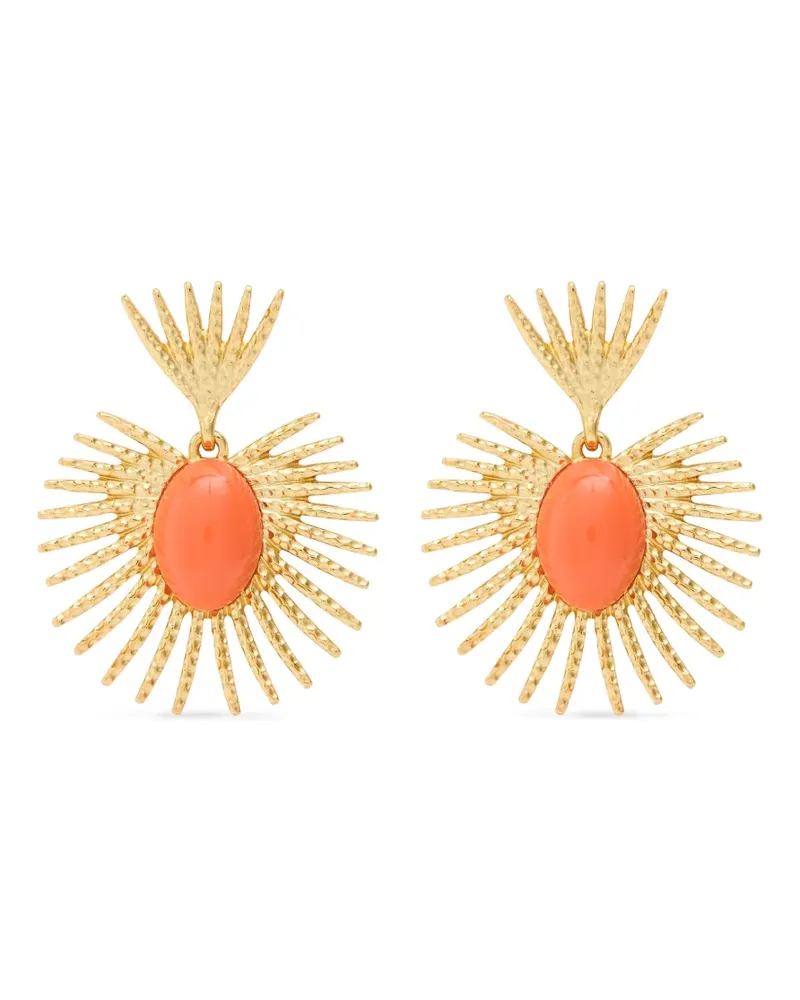 Kenneth Jay Lane fan drop earrings - Gold Gold