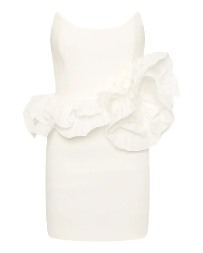 Rebecca Vallance Schulterfreies Ozias Minikleid mit Rüschen - Weiß Weiß