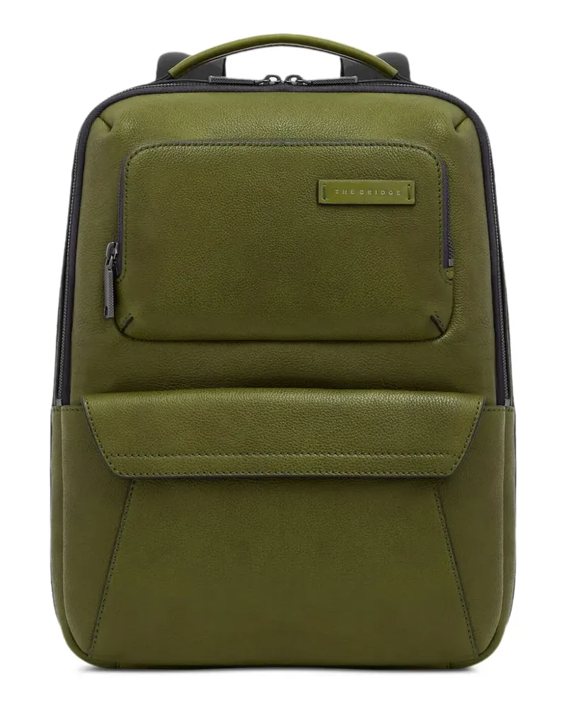 The Bridge logo-patch leather backpack - Grün Grün