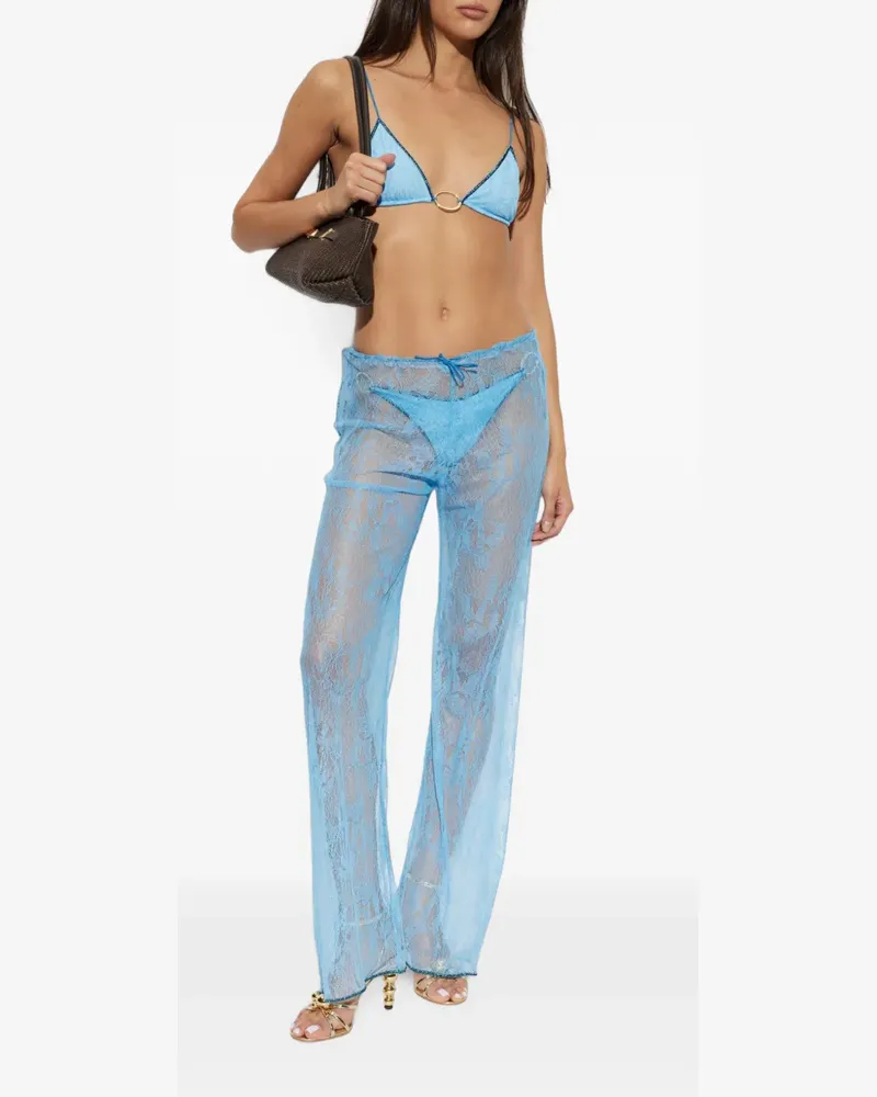 Oséree Kordelzug-Hose mit Spitzenmuster - Blau Blau