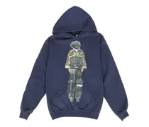 graphic-print hoodie - Blau