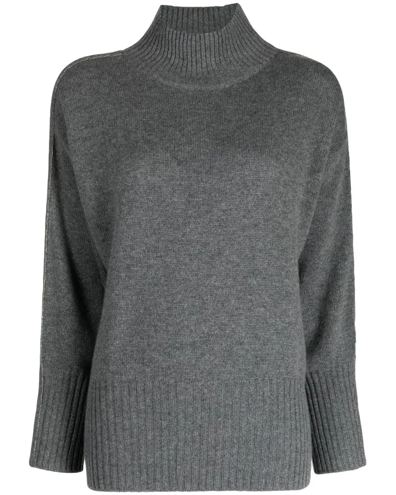 N.Peal Kaschmirpullover mit Stehkragen - Grau Grau