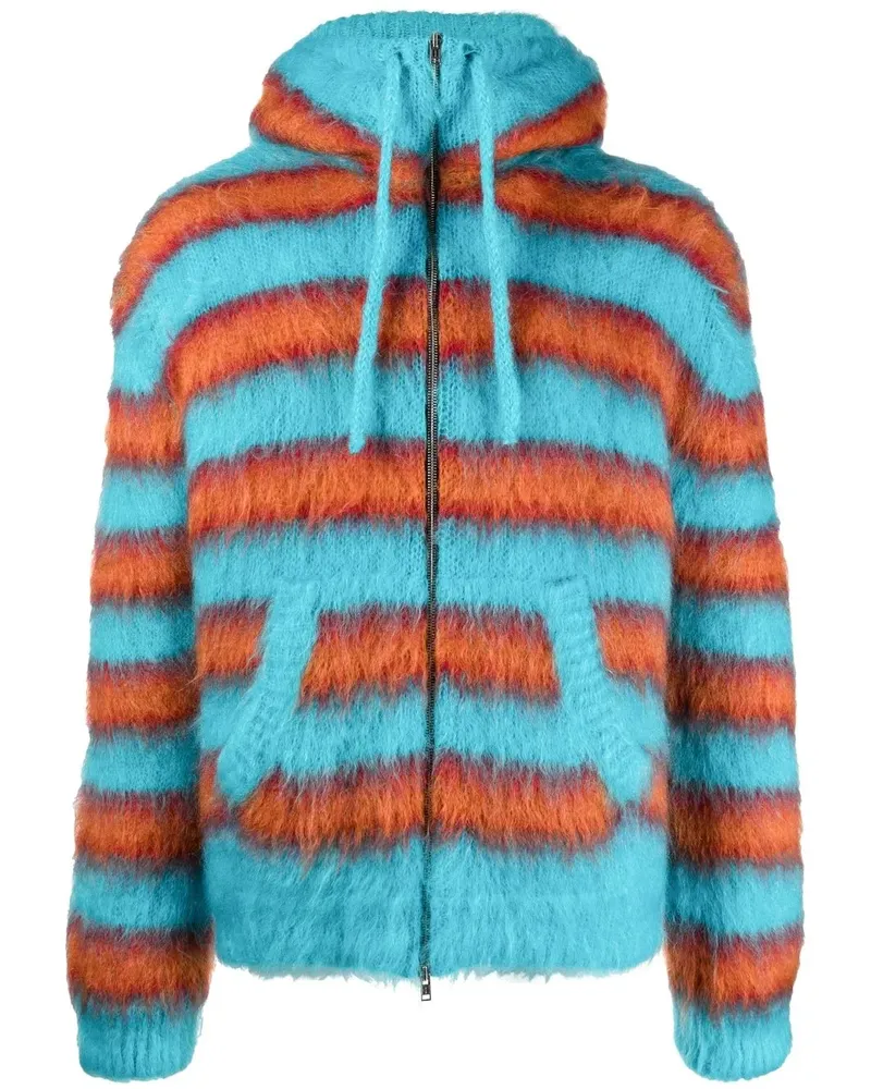 Marni Gestrickter Hoodie mit Streifen - Blau Blau