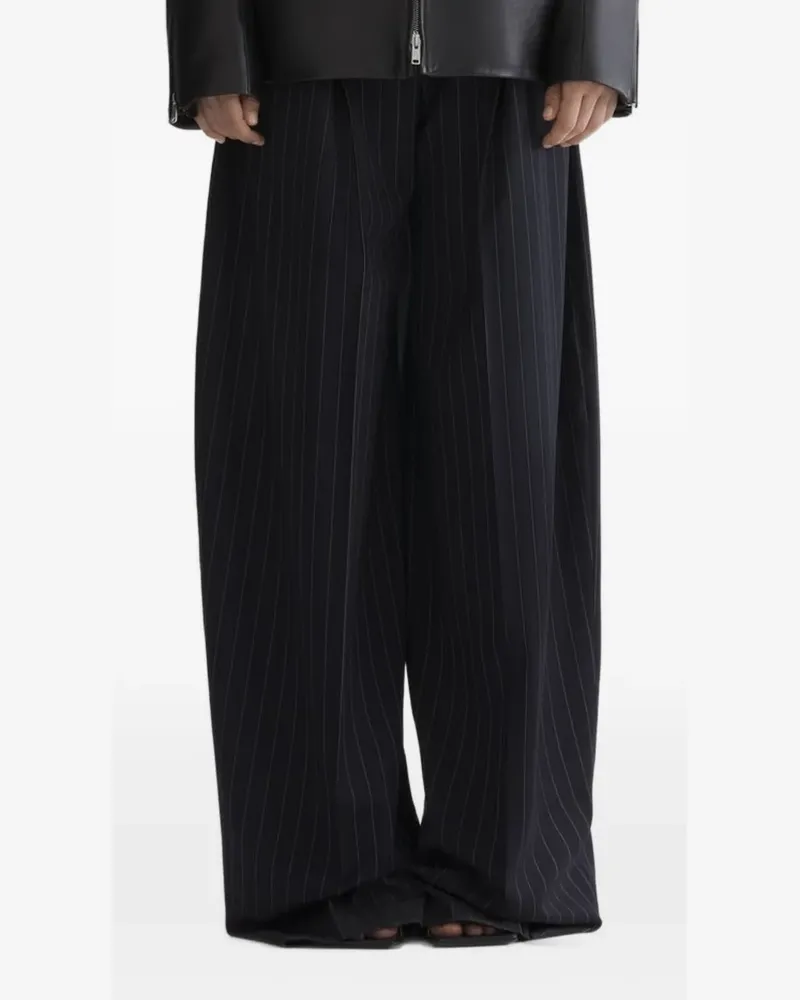 Thierry Mugler Weite Hose mit Nadelstreifen - Schwarz Schwarz