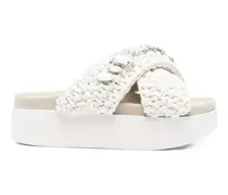 Sandalen mit Kristallen - Weiß