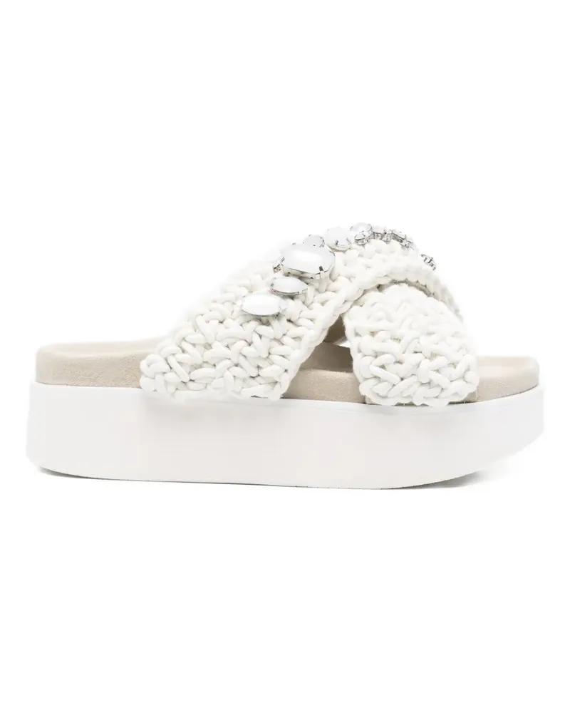INUIKII crystal-embellished woven sandals - Weiß Weiß
