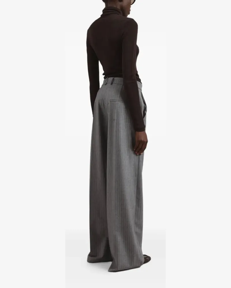 FRANKIE Shop striped-pattern pleat trousers - Grau Grau