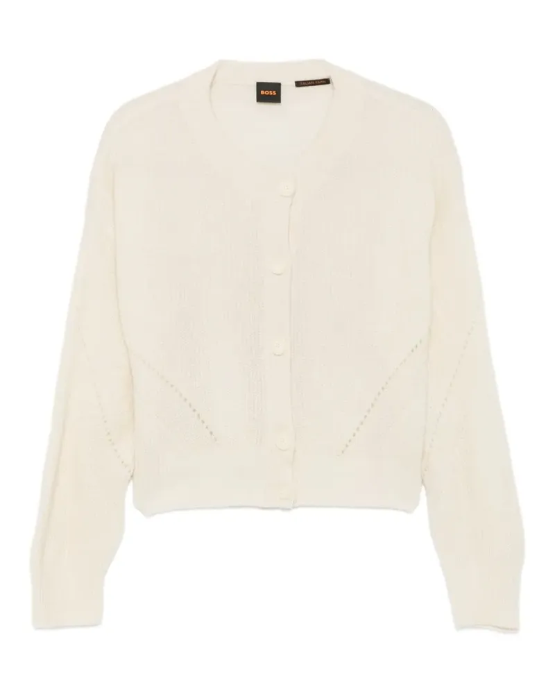 HUGO BOSS Cardigan aus Pointelle-Strick - Weiß Weiß