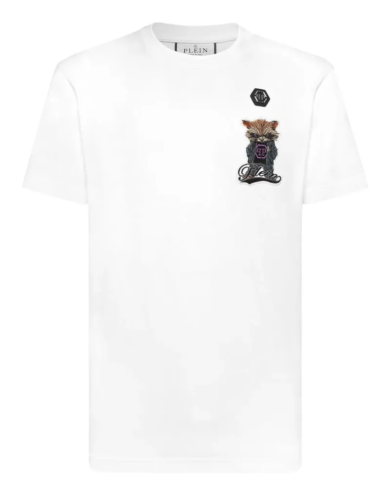 Philipp Plein T-Shirt mit Waschbär-Stickerei - Weiß Weiß