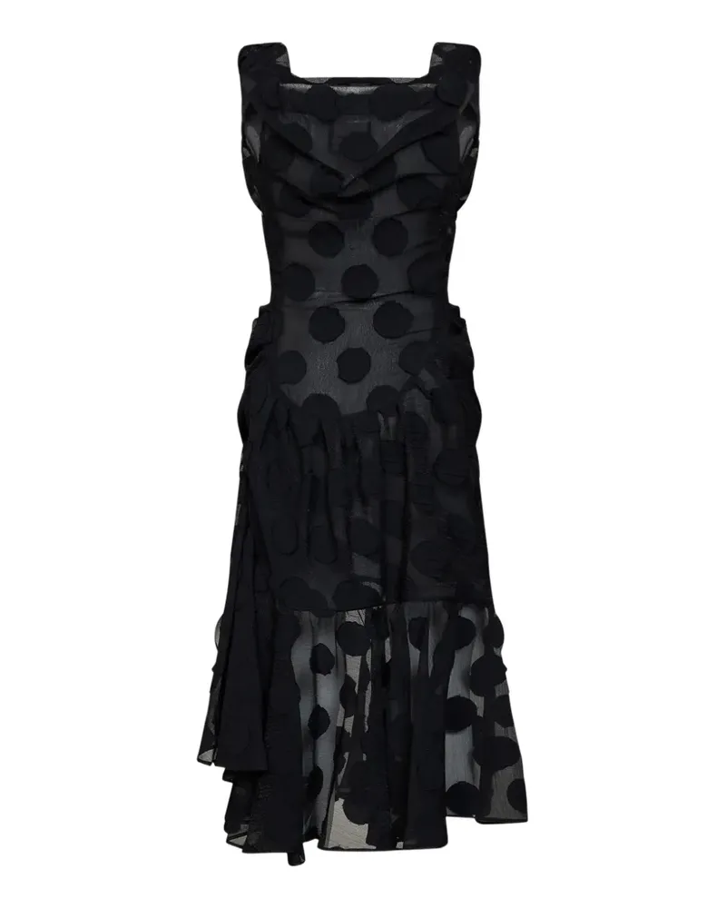 Vivienne Westwood Asymmetrisches Ginnie Rüschenkleid mit Polka Dots - Schwarz Schwarz