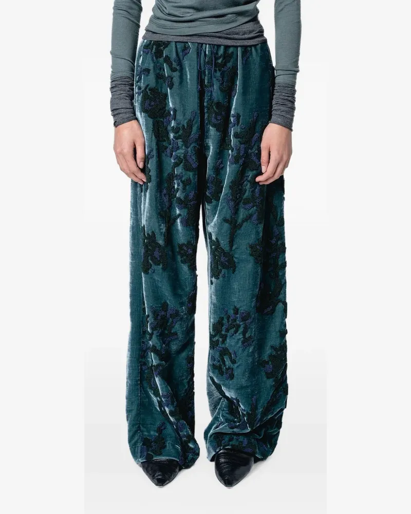 Muller of Yoshiokubo embroidered straight-leg trousers - Blau Blau