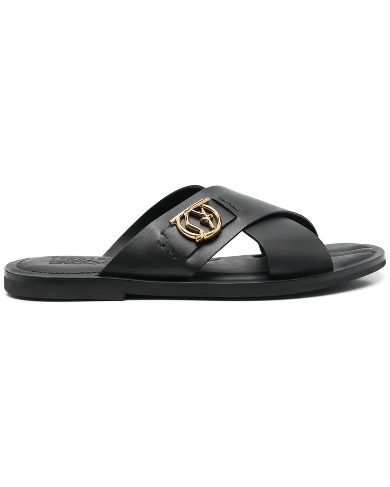 Ferragamo Sandalen mit Logo-Schild - Schwarz Schwarz
