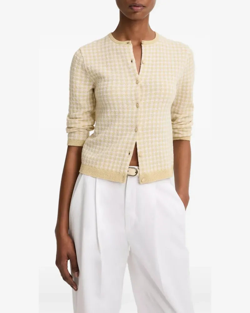 Vince gingham three-quarter-sleeve cardigan - Gelb Gelb