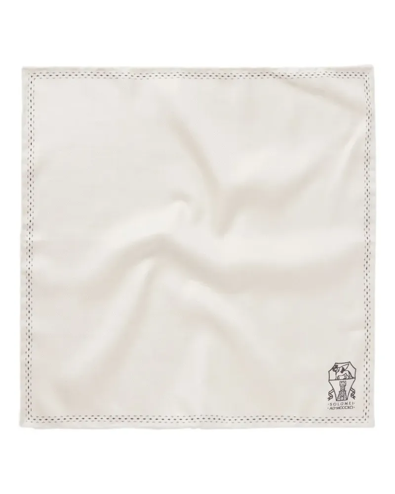 Brunello Cucinelli logo-print pocket square - Nude Nude