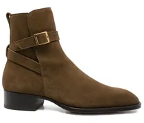 Wildlederstiefel mit Schnallenriemen 40mm - Grün