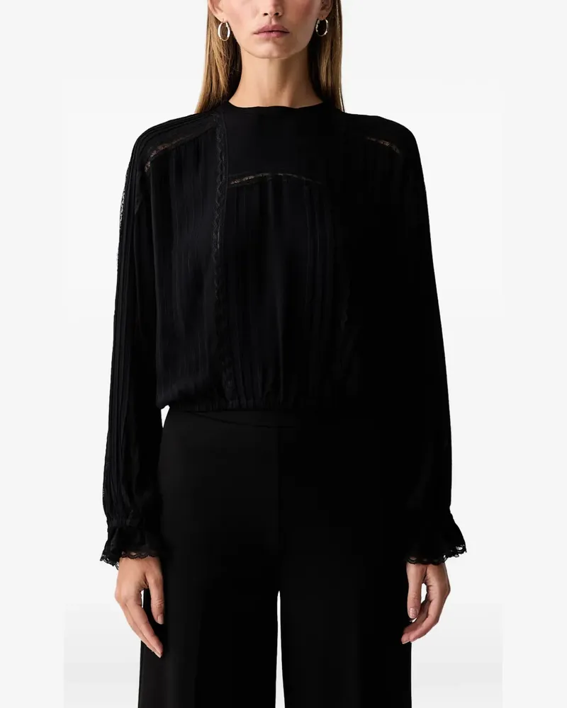 Twin-Set Bluse mit Spitzenborten - Schwarz Schwarz