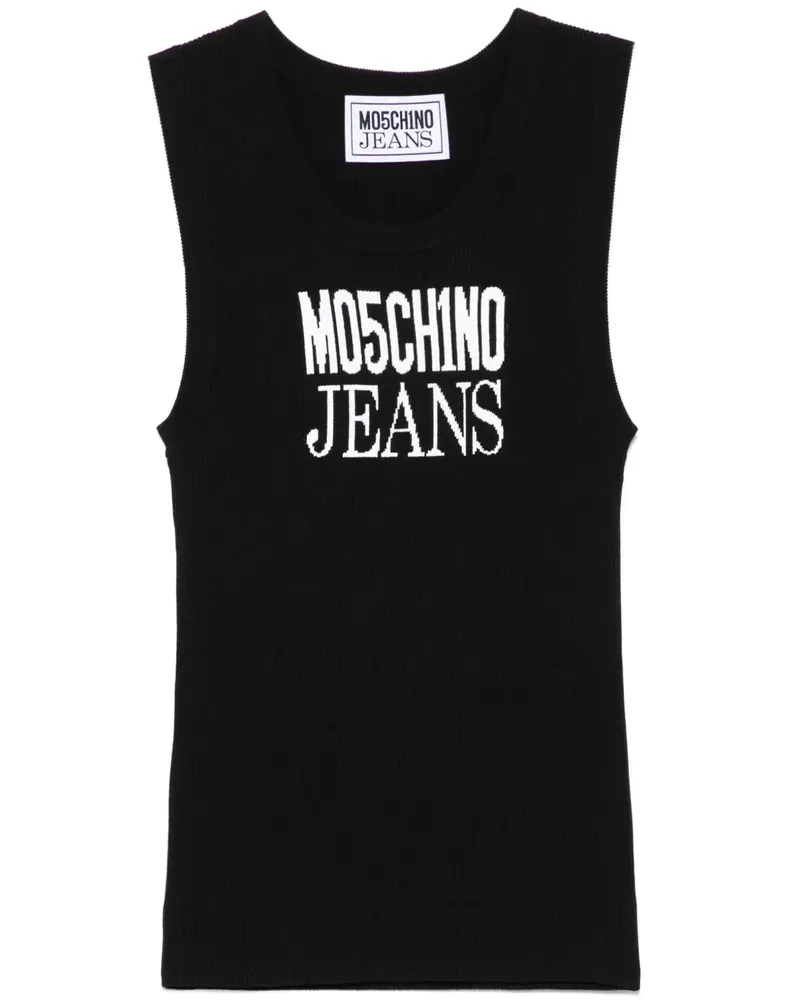 Moschino Trägershirt mit Logo-Jacquard - Schwarz Schwarz