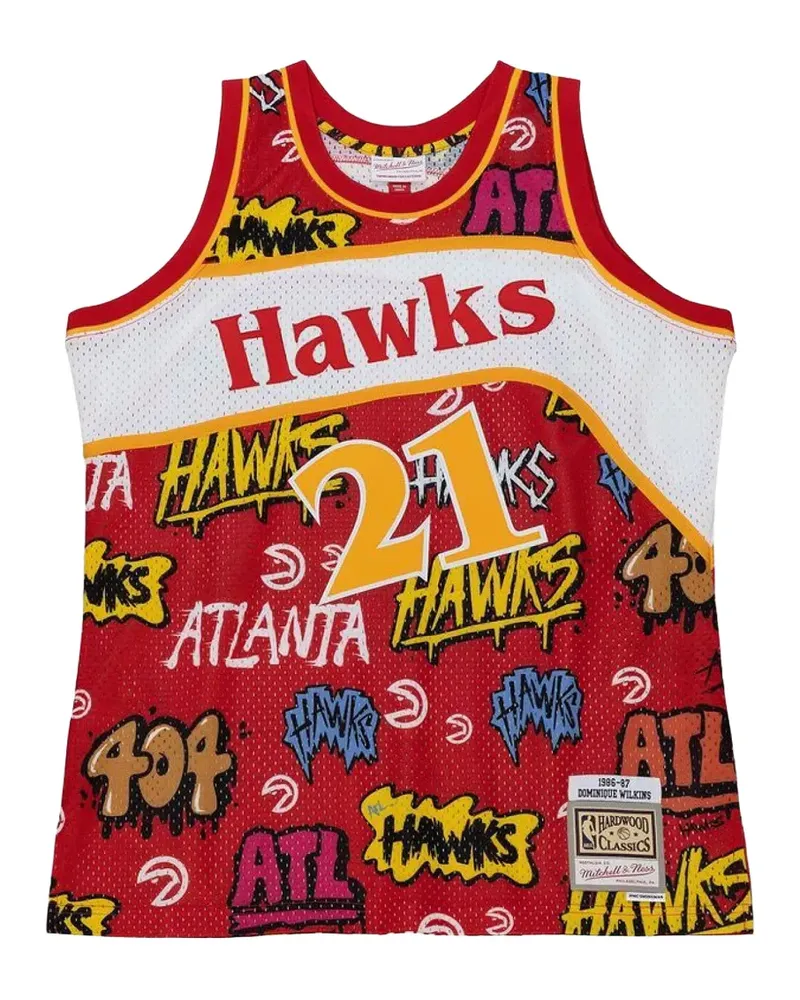 Mitchell & Ness Atlanta Hawks 1986 Dominique Wilkins Slap Sticker Swingman vest - Rot Rot