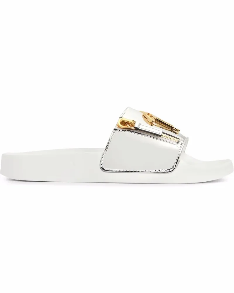 Giuseppe Zanotti Brett Zip Pantoletten - Silber Silber