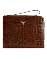 Giuseppe Zanotti Fabian Clutch mit Kroko-Effekt Braun