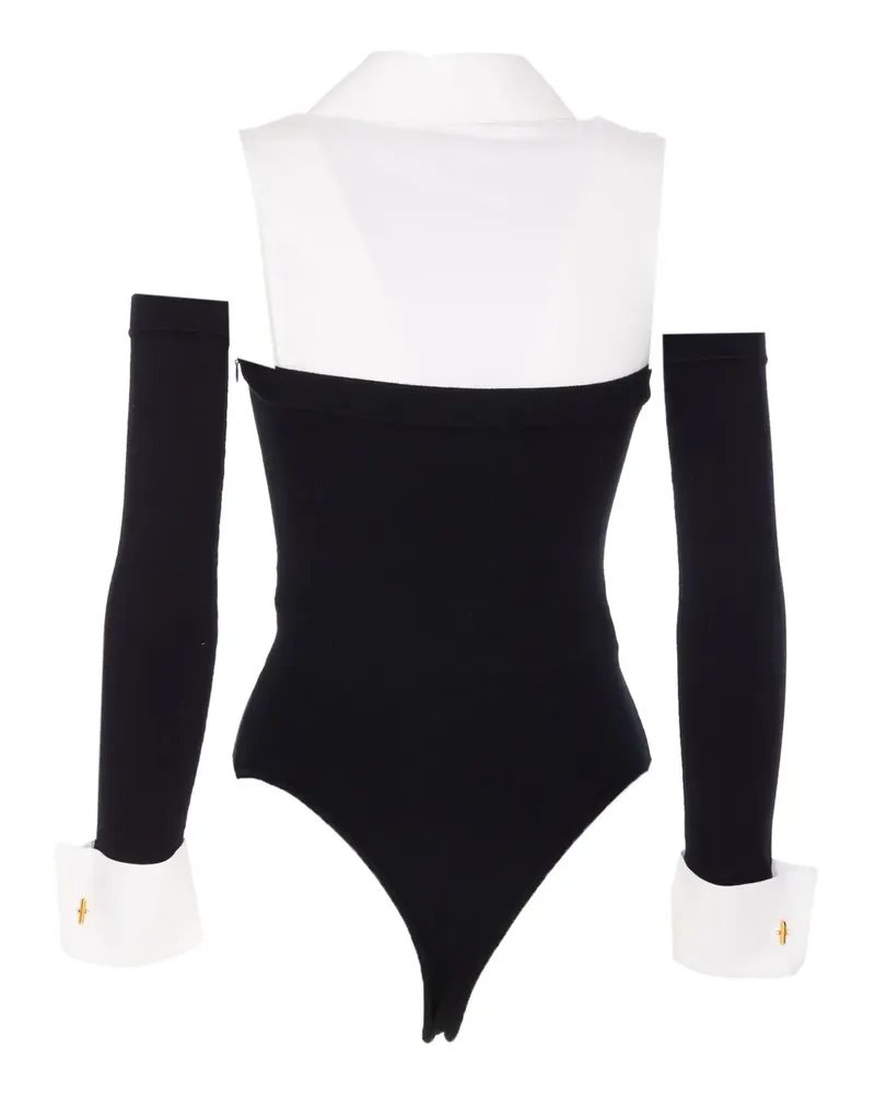 Elisabetta Franchi Body mit Logo-Stickerei - Schwarz Schwarz