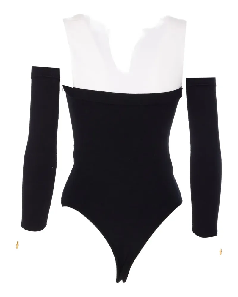 Elisabetta Franchi Body mit Logo-Stickerei - Schwarz Schwarz