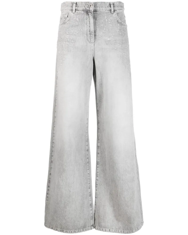 Patrizia Pepe Weite High-Waist-Jeans Grau