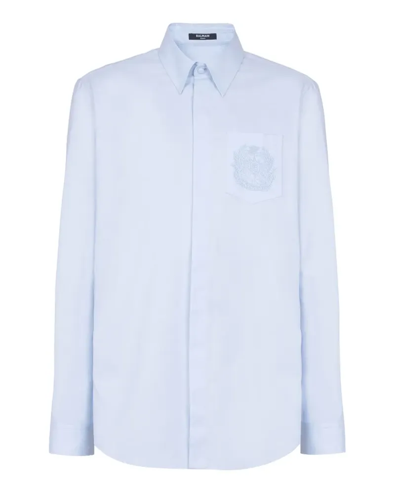 Balmain Hemd mit Logo-Stickerei - Blau Blau