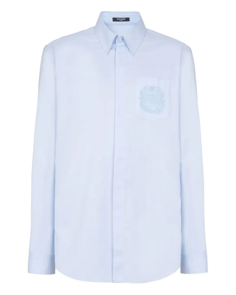 Balmain Hemd mit Logo-Stickerei - Blau Blau