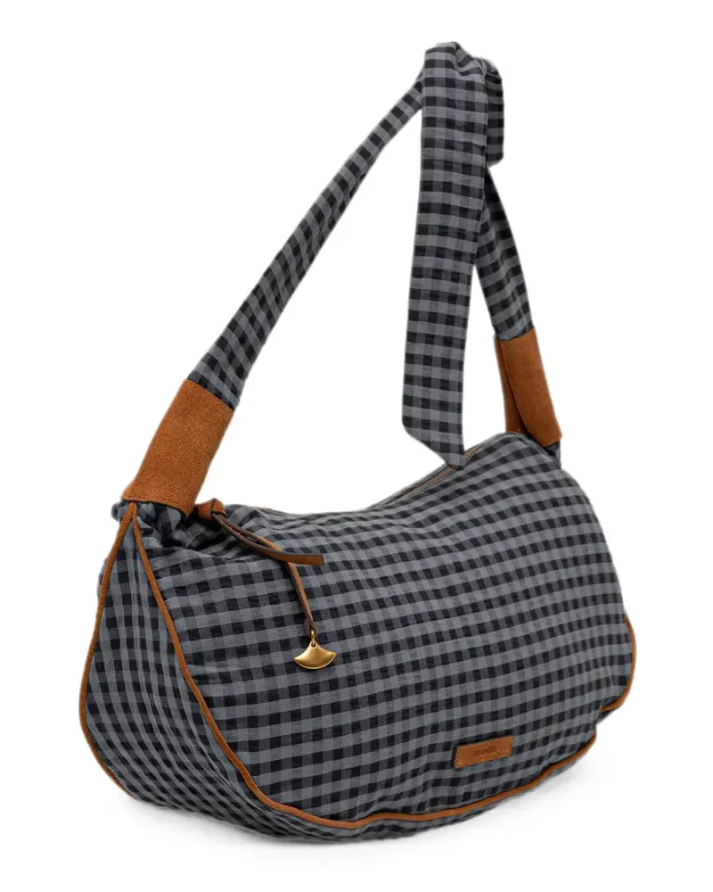 Sessùn mini Lango gingham-check shoulder bag - Schwarz Schwarz