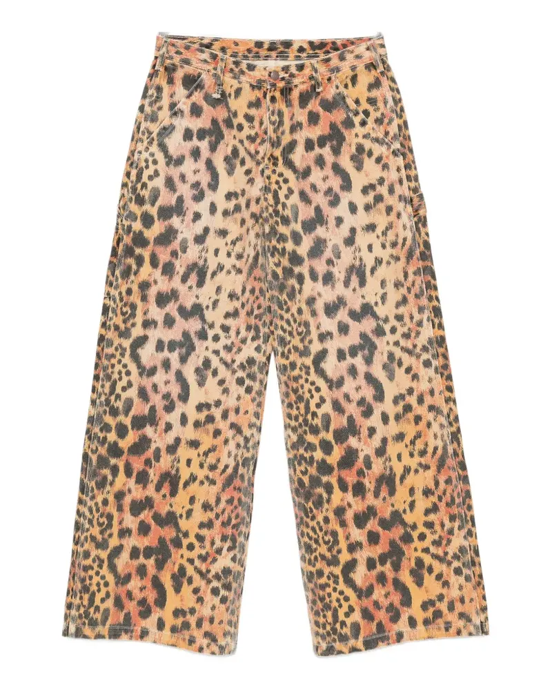 R13 leopard-print wide-leg trousers - Nude Nude