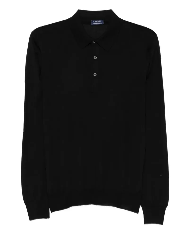 BARBA Langärmeliger Pullover mit Polokragen - Schwarz Schwarz