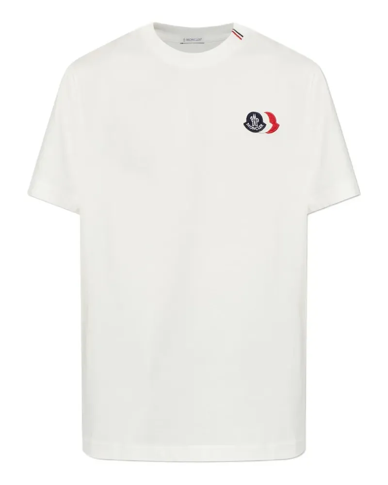 Moncler T-Shirt mit Logo-Patch - Weiß Weiß